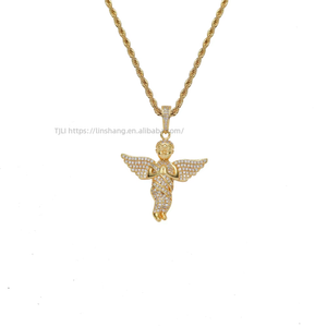 pendant, hip hop jewelry, copper zircon street rap, winged pendant <b>chain</b>. - Product Image 4