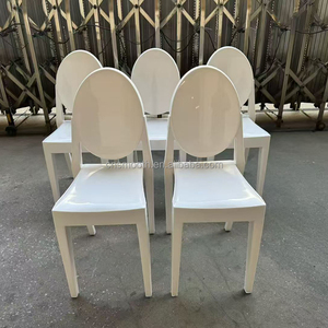 <span class=keywords><strong>Chaise</strong></span> de mariage SMS <span class=keywords><strong>Victoria</strong></span> <span class=keywords><strong>Ghost</strong></span> en résine blanche, dossier rond ovale, empilable, pour événements de mariage - Product Image 2