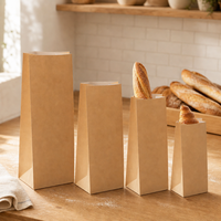 Sac en papier kraft à fond plat sans poignée, autoportant, blanc, doublé, pour boulangerie, plats à emporter, café, épicerie, vente au détail, emballage alimentaire