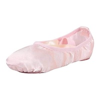 Chaussures de ballerine de danse de ballet rose UE et US semelle plate fendue avec ruban pour filles et garçons (enfant en bas âge/petit enfant/grand enfant)