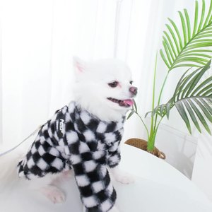 Luxo Fuzzy <span class=keywords><strong>Dog</strong></span> Sweater Coat Plaid Warm Winter Puppy <span class=keywords><strong>Dog</strong></span> <span class=keywords><strong>Clothing</strong></span> Soft Pullover <span class=keywords><strong>Pet</strong></span> Vestuário <span class=keywords><strong>Pet</strong></span> Clothes para Medium Small Dogs