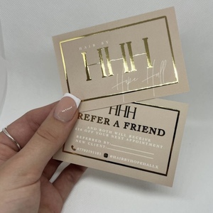 Tarjeta <span class=keywords><strong>de</strong></span> presentación personalizada con laminación mate rosa, logotipo en relieve con lámina dorada, impresión por estampado en caliente, tarjeta <span class=keywords><strong>de</strong></span> agradecimiento para pequeñas empresas - Product Image 5