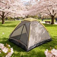 Tente de camping d'extérieur 2 personnes Portable Légère Résistante aux intempéries Simple Quatre saisons Ouverture rapide Grand espace Moustiquaire pour
