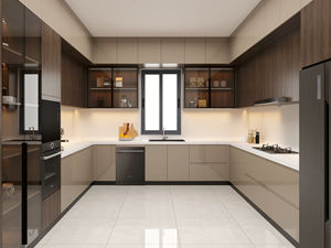 Fournisseur de placards de cuisine en contreplaqué, meubles en bois modulaires imperméables, armoires de cuisine avec porte en verre - Product Image 5