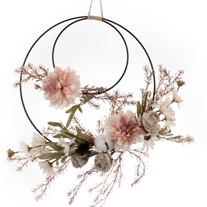 Couronne florale artificielle Hilary Lily à double anneau, fleurs roses et blanches, décoration murale, décoration de mariage, décoration de la maison CF01007 - Product Image 5
