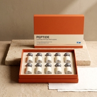 Boîte rigide carrée personnalisée avec couvercle et base orange pour 10 flacons de peptides, en carton gris avec éponge, impression offset, pour soins personnels