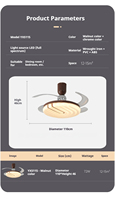 Ventilateur de plafond LED moderne de 42 pouces avec lampe rétractable, 4 pales, moteur CC, télécommande 6 vitesses, 220 V, pour chambre à coucher, fabriqué en Chine