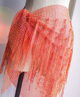 Écharpe triangulaire sexy à sequins, écharpe en filet de pêche ornée de strass, jupe enveloppante pour la danse du ventre et les spectacles