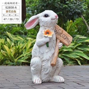 SMC Harz Lebensechte Wetterfeste Große Cartoon-Tierfigur Kaninchen-Astronaut Skulptur für Außenbereich Garten Hof Landschaft Rasen Terrasse - Product Image 6