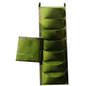 Pot de fleurs suspendu en feutre pour plantes de jardin avec 7 poches - Product Image 2