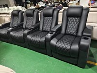 Sofá de Cine en Casa de Cuero Italiano Asiento de Teatro Cómodo Sillón Reclinable Eléctrico con Cargador Inalámbrico y Luces Led