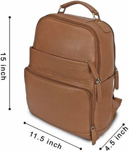 Genuine Leather Laptop <b>Backpack</b> High-quality Structured Silhouette Multiple Compartments Adjustable Straps Spacious - Product Image 2