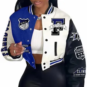 Blouson aviateur baseball universitaire Letterman avec logo personnalisé pour hommes, manches blanches, col montant, broderie design sport et entraînement hip hop - Product Image 1