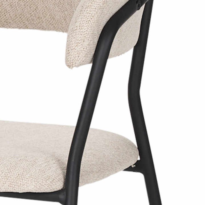 HMS Open Back Dining Arm Chair Light Gray and Black Upholstered Fabric with Metal Comfortable and Stylish
