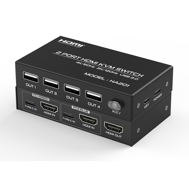 FJ-HA201 FJGEAR High Quality 4k/60hz 2k/20hz Usb2.0 2in 1out hdmi 4k Video Kvm Switch
