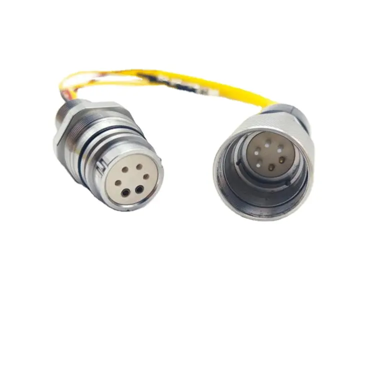 Watertight Plug Socket FC SC LC Fiber Optic Cable Underwater Connector Stainless Steel Pluggable Wet 6 Pin