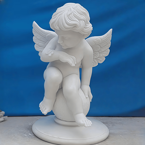Estátua de Anjo Ocidental em Mármore Esculpida à Mão para Decoração Moderna de Igrejas e Jardins de Vilas, com Tamanho e Cor Personalizáveis - Product Image 3