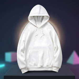 Men's <b>White</b> Hooded <b>Sweatshirt</b> 100% Cotton French Terry Casual Regular Fit Pocket Design Autumn Wear - Product Image 1