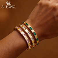 Pulseras de Acero Inoxidable con Baño de Oro PVD de 18K, Resistentes al Agua, con Circonitas Brillantes, Joyería de Moda para Mujer, Regalo para Chicas, Fiesta