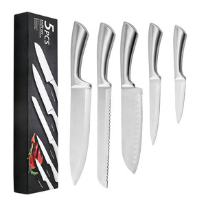6-Piece SS430 Stainless Steel Hollow Shank Kitchen Knife Set Cast Iron Handles Ambidextrous Stocked 4-5.9in Straight <b>Edge</b> Blade - Product Image 1