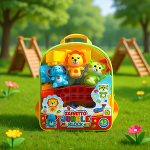 Zainetto Jungle <b>Block</b> Backpack 43 Pcs <b>Building</b> Toy Set For Kids Ages 3+ - Product Image 2