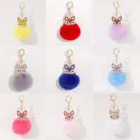 Nouvelle mode créative : Pendentif porte-clés tête de renard en alliage incrusté de diamants, accessoire de sac pour femme
