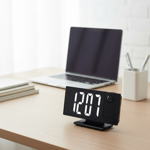 Réveil numérique à projection LED avec <span class=keywords><strong>miroir</strong></span> <span class=keywords><strong>de</strong></span> <span class=keywords><strong>salle</strong></span> <span class=keywords><strong>de</strong></span> <span class=keywords><strong>bain</strong></span>, chargeur <span class=keywords><strong>de</strong></span> table électronique EMAF pour la maison - Product Image 6