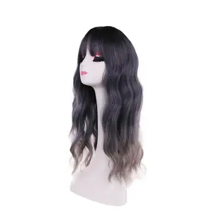 Ombre grigio colore biondo onda lunga parrucca senza colla di alta qualità sintetica parrucca con il cuoio capelluto