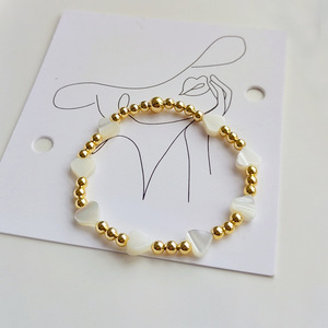 KKBEAD impermeable 18K oro cuentas corazón pulsera para mujer madre de perla joyería corazón cuentas pulseras elásticas - Product Image 3