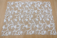 Tissu en dentelle brodée 3D à motif floral en guirlande, en polyester, léger, respirant et résistant à l'abrasion pour robes de mariée