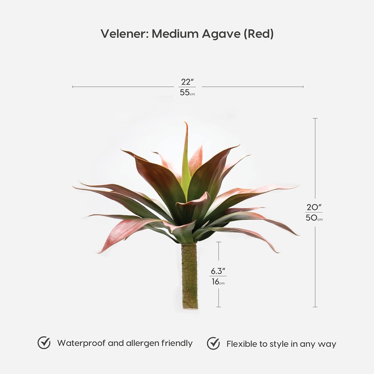 Plantes Artificielles D'agave Grandes Tailles Résistantes Aux UV - Décoration Intérieure Et Extérieure, Couleur Rouge 28 Pouces