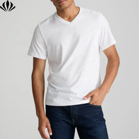 T-shirt basique à col en V pour homme avec logo personnalisé, coupe classique, confortable et décontracté