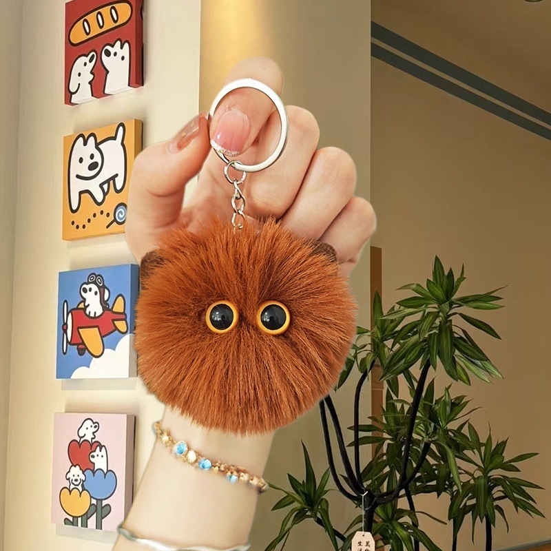F@G58/Tête de chaton en peluche - Kaki