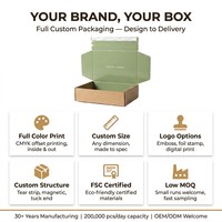 Boîte d'expédition en carton ondulé Eco Kraft avec bande déchirable, emballage plat 100 % recyclable pour boîte d'abonnement, emballage de marque de beauté