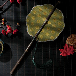 Abanico de Cintura Estilo Antiguo Fatingna, Portátil, <span class=keywords><strong>Enrollable</strong></span>, con Mango de Bambú, Fresco para el Verano, Duradero, Clásico, para Hanfu, Qipao, Danza, con Diseño Floral - Product Image 2