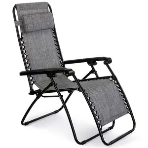 Metal folding webbed lawn chair chaise lounge