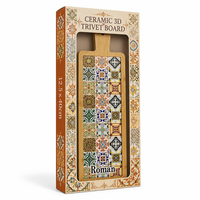 En gros, dessous de plat en céramique mosaïque estampée or 3D, motif bambou, 40 cm, avec poignée longue, pour plats chauds de cuisine