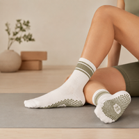 Chaussettes de yoga en tricot respirant, chaussettes de yoga en coton antibactérien personnalisées pour femmes, chaussettes antidérapantes pour le Pilates, le sport, la remise en forme et la danse