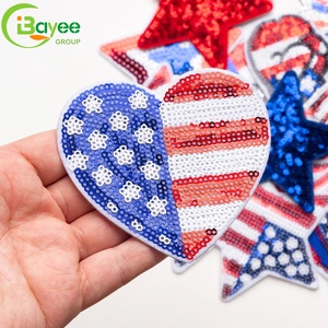 Parches Bordados Duraderos y Resistentes, Parches Termoadhesivos con Diseño de Bandera Americana, Estrella y Corazón, Apliques Decorativos para Manualidades - Product Image 4