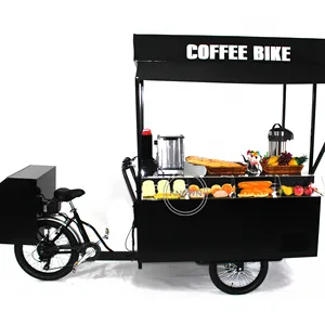 Bicicleta elétrica para área externa, caminhão móvel para uso externo para carnaval, café da rua, com sistema de resfriamento, carrinho de jantar elétrico