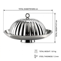 Plateau de service en acier inoxydable poli miroir avec couvercle en dôme, plateau de présentation alimentaire pour hôtel, restaurant, traiteur, fête