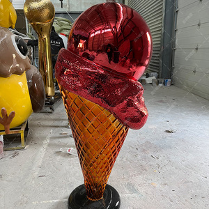 Escultura de Helado Electrochapada de Fibra de Vidrio para Montaje en Suelo Exterior, Figura Decorativa - Product Image 5