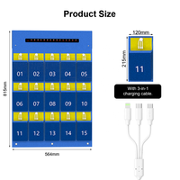 Organisateur de charge mural universel multi-appareils 15 ports avec protection contre les surtensions pour bureau et salle de conférence