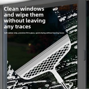 Escoba y escobilla de silicona 2 en 1 – Herramienta de limpieza para el hogar, limpiador de cristales para alturas, fregona para suelos, barredora de agua para baño – Telescópica - Product Image 1