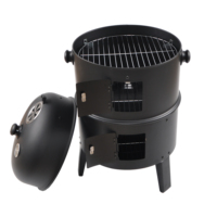 SEJR Barbecue Extérieur au Charbon 3-en-1 Noir, Grill Fumoir Portable