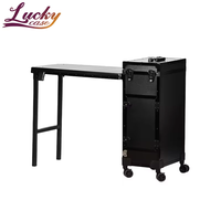 Portable Trolley Nail Desk Avec Lumière Led Et Miroir Grande Capacité Roulant Maquillage Table Polonais Organisateur Cas Avec tiroirs