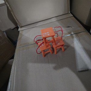 Ensemble mini-chaise et tabouret orange avec corde rouge pour enfants, jouet de mobilier portable - Product Image 2