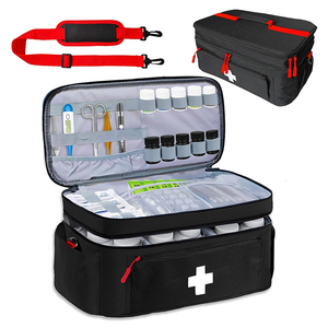 Trousse de premiers secours portable d'urgence, sac de voyage médical en polyester imperméable à 2 couches, grande boîte à pilules - Product Image 1
