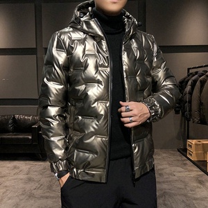 Trend Black Shiny Down Jacket Ropa para hombres y mujeres Abrigo de invierno Puffer Loose Thick Hooded - Product Image 3