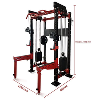 Machine de musculation multifonctionnelle Smith, rack à squats, crossover de câbles, banc de musculation, cadre en acier pliable, usage commercial pour salle de sport